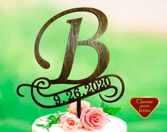 b cake topper, cake toppers for wedding, wedding cake topper, rustic cake topper, initial cake topper, cake topper b, monogram cake, CT#117