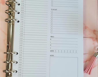 Daily Planner Inserts A5, A5 Filofax Inserts PRINTED, 7 Day Planner, Day on one Page Planner, Half Hour Planner Refill, To Do List, A5 DO1P