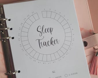 PRINTED Sleep Tracker Planner Inserts, A5 Filofax Printed Inserts, Daily Sleep Tracker, Health Tracker, Sleep Habit Tracker, Printed Journal