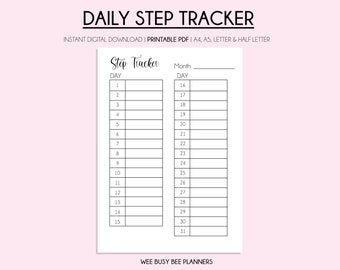 PRINTABLE Steps Tracker, Daily Steps Tracker, Instant Download PDF, Exercise Log, Workout Tracker, Walking Log, Habit Tracker, 10k Steps