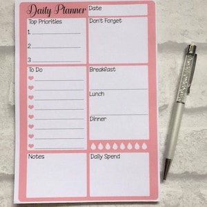 To Do List NotePad A5, Daily Planner Pad, Meal Planner, Food Diary, Water Tracker, Budget Planner, SW Compatible, Calorie Counting, Keto