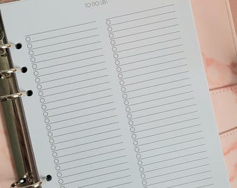 To Do List Planner Inserts A5, Weekly To Do List, Filofax Planner Inserts, 2 Column To Do List, Kikki K Planner, A5 Page Refill, Daily To Do