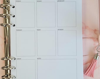 PRINTED Weekly Planner Inserts A5, Filofax Inserts, Portrait Daily Planner, Weekly To Do List, Kikki K Planner Refill Pages, Minimal Planner