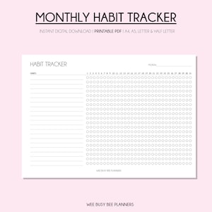 Habit Tracker Monthly Printable Habit Tracker Template Goal Tracker Daily Routine Tracker Motivation Planner Daily Habit Challenge