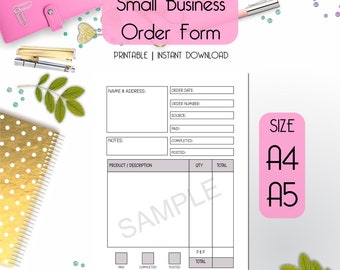 Printable Small Business Order Form, Digital Small Business Order Book, Order Tracker, Printable Customer Order Form, Instant Download PDF