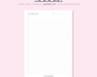 To Do List Printable, Planner Inserts, Instant Download PDF, Daily To Do List Template, Journal Planner Refill, Organizer Work From Home