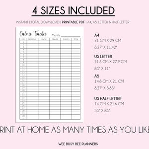 Calorie Tracker, Printable Planner, Monthly Calorie Counting, Digital Calorie Tracker, Calorie Deficit, Health Tracker, Instant Download