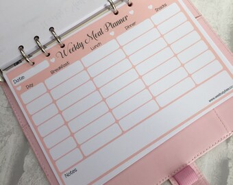 Weekly Meal Planner Inserts Printable A5 Insert Pages for Planner / Organiser - Fits Filofax KikkiK - Instant Download A5