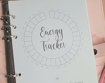 Energy Tracker, Planner Inserts A5, Filofax Inserts PRINTED, Mood Tracker, Health Tracker, Health Journal, Planner Refill Page, Productivity