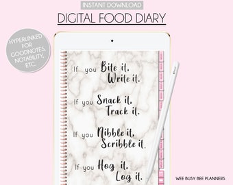 Food Diary, Calorie Tracker, Weight Loss Journal, Digital Food Journal, Calorie Counting Journal, Goodnotes, Weight Tracker, Meal Planner