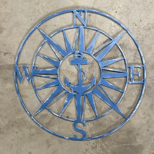 Nautical Anchor Compass, Directional Star Compass Wall Decor, Beach Life, Ocean Living image 1