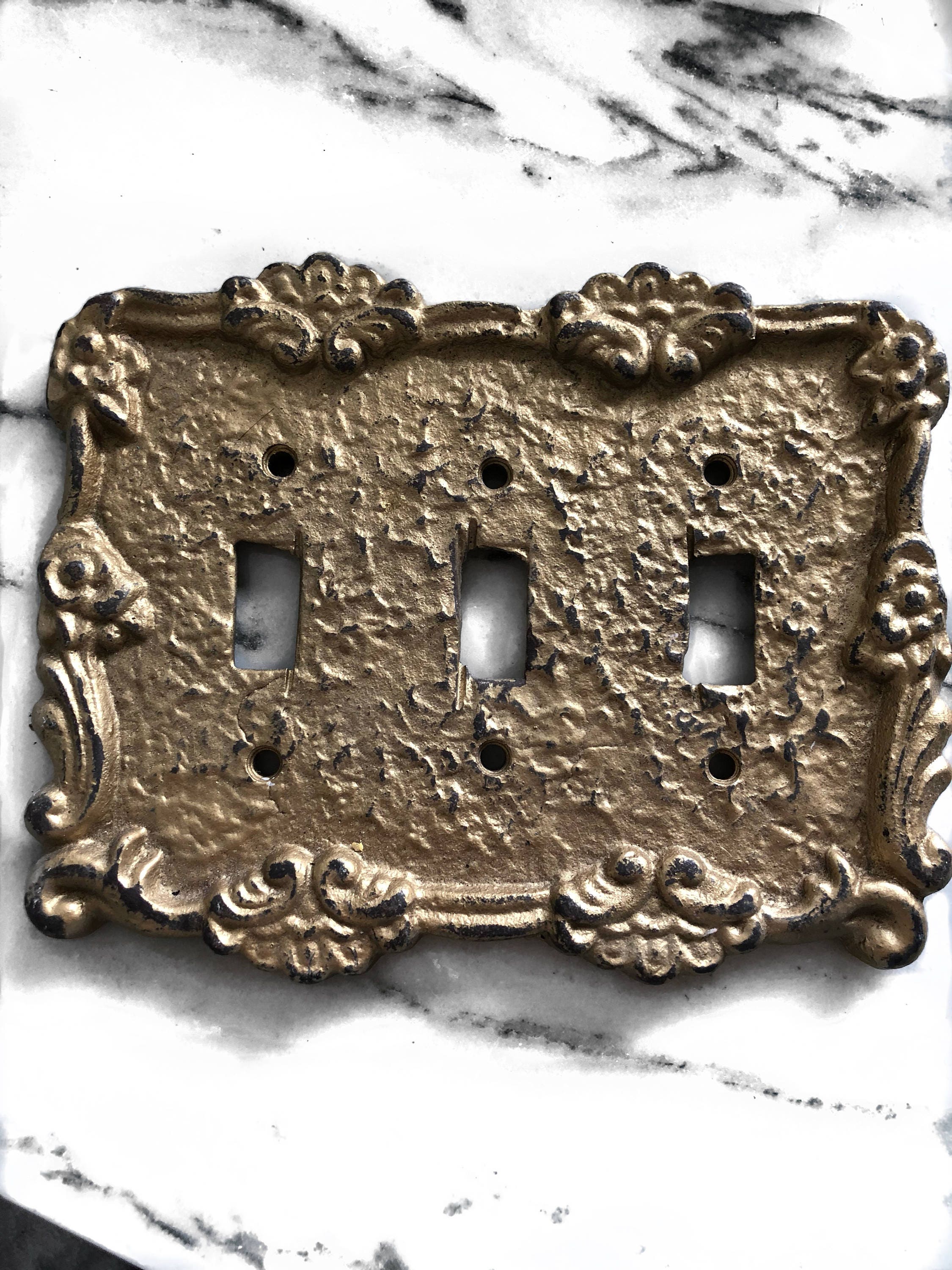 Floral Cast Iron Decorative Triple Ligth Switch Cover, French Decor, Shabby Chic Room