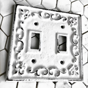 Fleur de Lis Cast Iron Decorative Double Wall Light Switch Plate Cover, Wall Switch Plate, French Decor, Shabby Chic Room