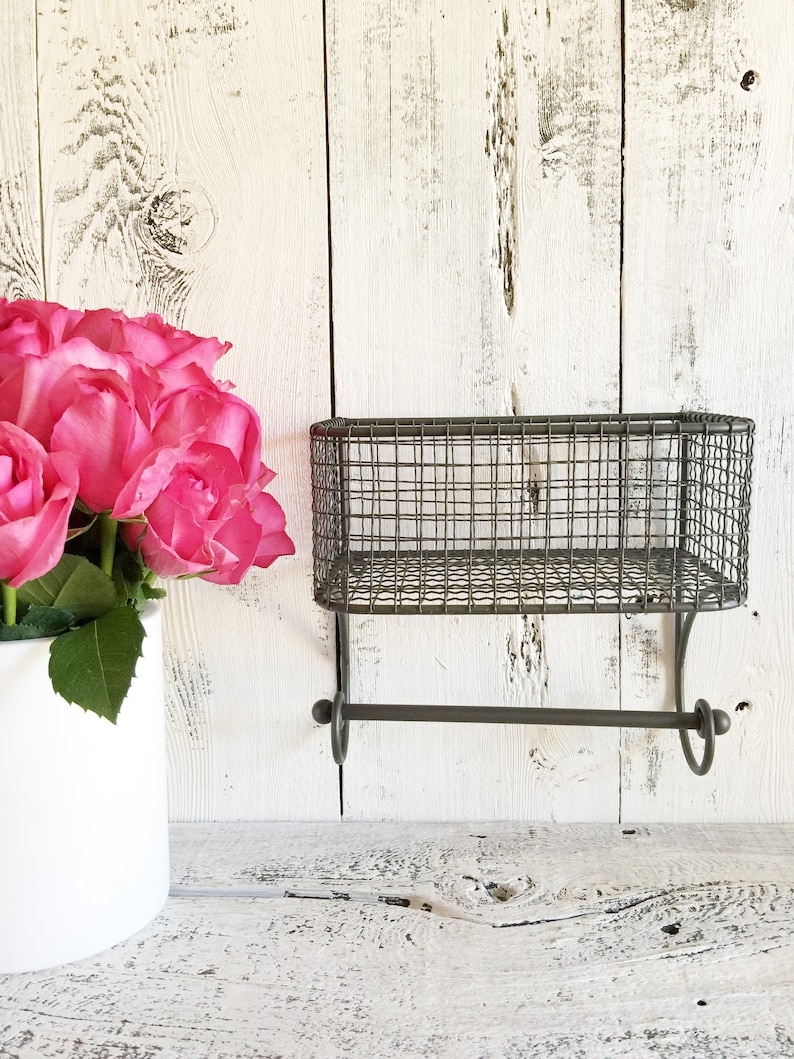 Wire Basket Toilet Paper Holder Basket Towel Holder Bathroom Etsy