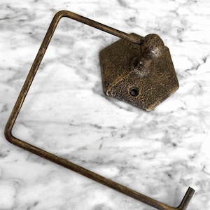 Rustic Toilet Paper Holder, Bathroom Decor, Remodel, Shabby Chic, Hexagon Metal Toilet Paper Holder