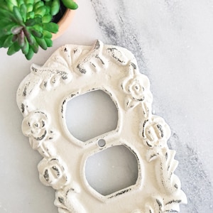 Floral Cast Iron Decorative Outlet Plate Cover, Wall Outlet, French Decor, Shabby Chic Room