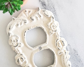 Floral Cast Iron Decorative Outlet Plate Cover, Wall Outlet, French Decor, Shabby Chic Room