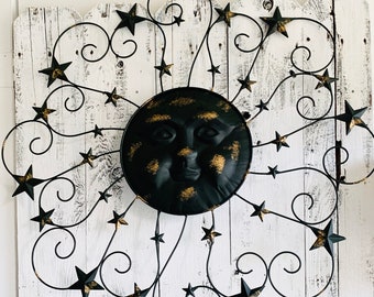 Sun and Stars wall decor,  Evening Star Decor, Moon and Stars