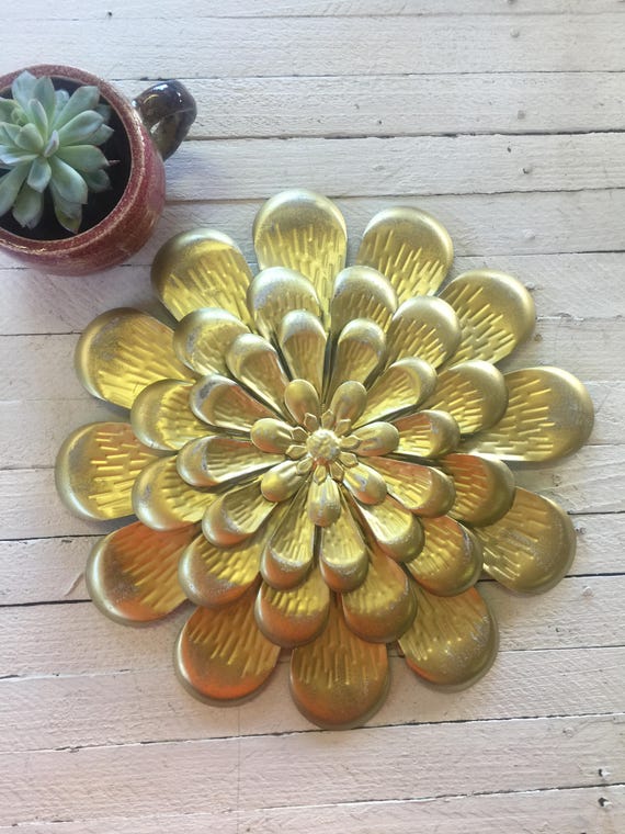 Metal Flowers Wall Decor Rustic Garden Home Decor Flower Etsy
