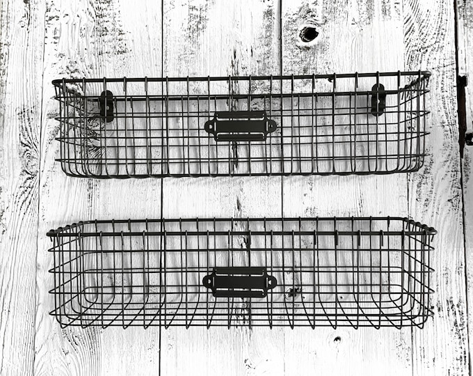 Metal Wire Basket, Flower Basket, Wall Mounted Basket, Long Rectangle