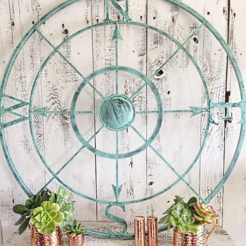Compass Wall Art Large Metal Compass Farmhouse Home Decor Etsy