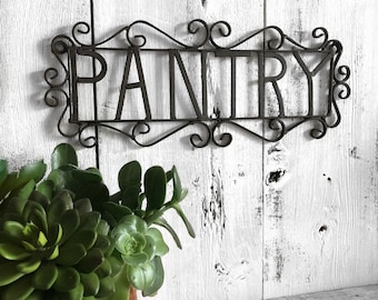 Pantry Room Metal Sign, Pantry Door Decor, Scroll Decor, Spring Decor, Rustic Sign,