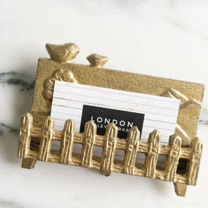 Picket fence Business Card Holder, Office Card Holder, Bird Card Holder, Rustic Business Card Holder, Desk Decor, Office Decor