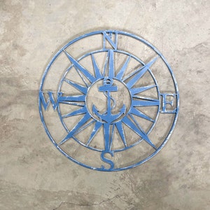 Nautical Anchor Compass, Directional Star Compass Wall Decor, Beach Life, Ocean Living image 2