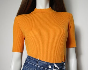 60s short sleeve ribbed sweater