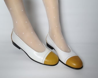 Vintage white leather ballet flats