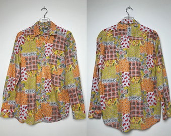 Waist 28\u201d 90s Naf Naf Skirt Green Tie-Dye Psychedelic Patterned Vintage Vtg Mini Skirt