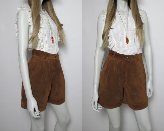 90s high waist suede shorts - image 1