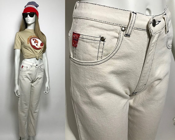 high waisted white straight leg jeans