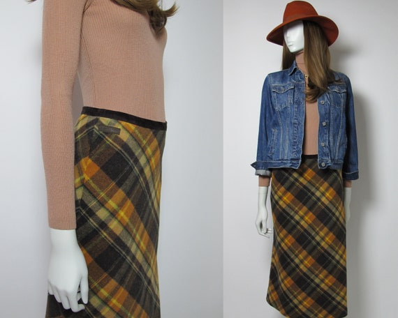 checked maxi skirt