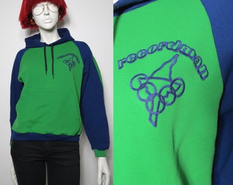 RARE / Sudadera con capucha de los Juegos Olímpicos verdes Dropnyl Helanca de los años 70