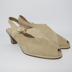 80s Peep toe sued slingbacks