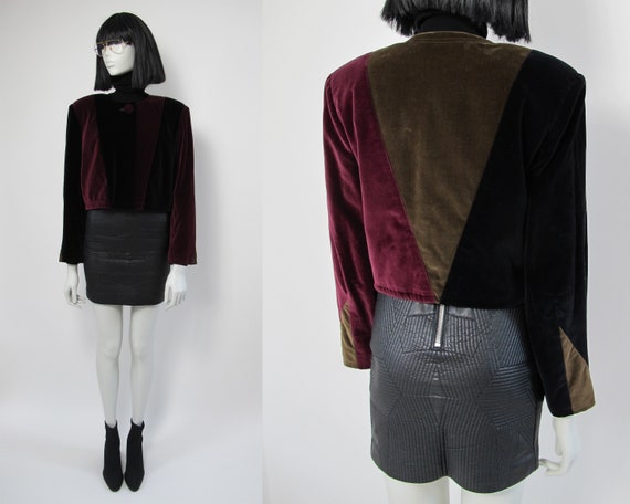 90s velvet blazer / Shoulders pads blazer / 90s gr