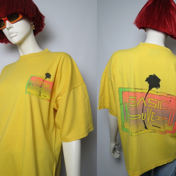 T-shirt jaune rave des années 90