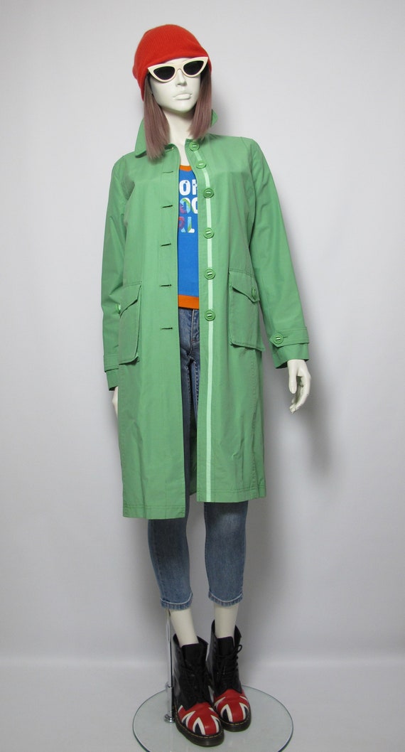 Y2K DKNY single breasted green trench - image 3