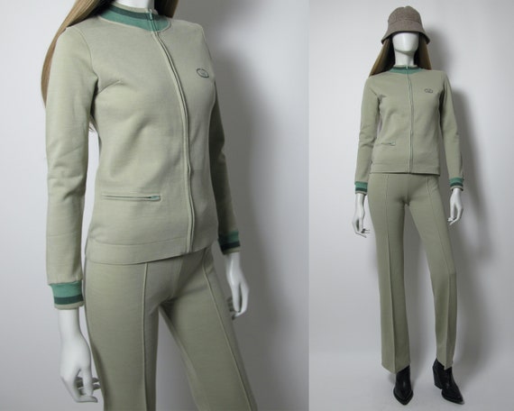 70s Tracksuit women / bootcut tracksuit / green je