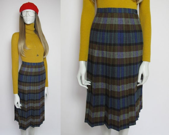 80s wool plaid  tartan skirt  - image 1