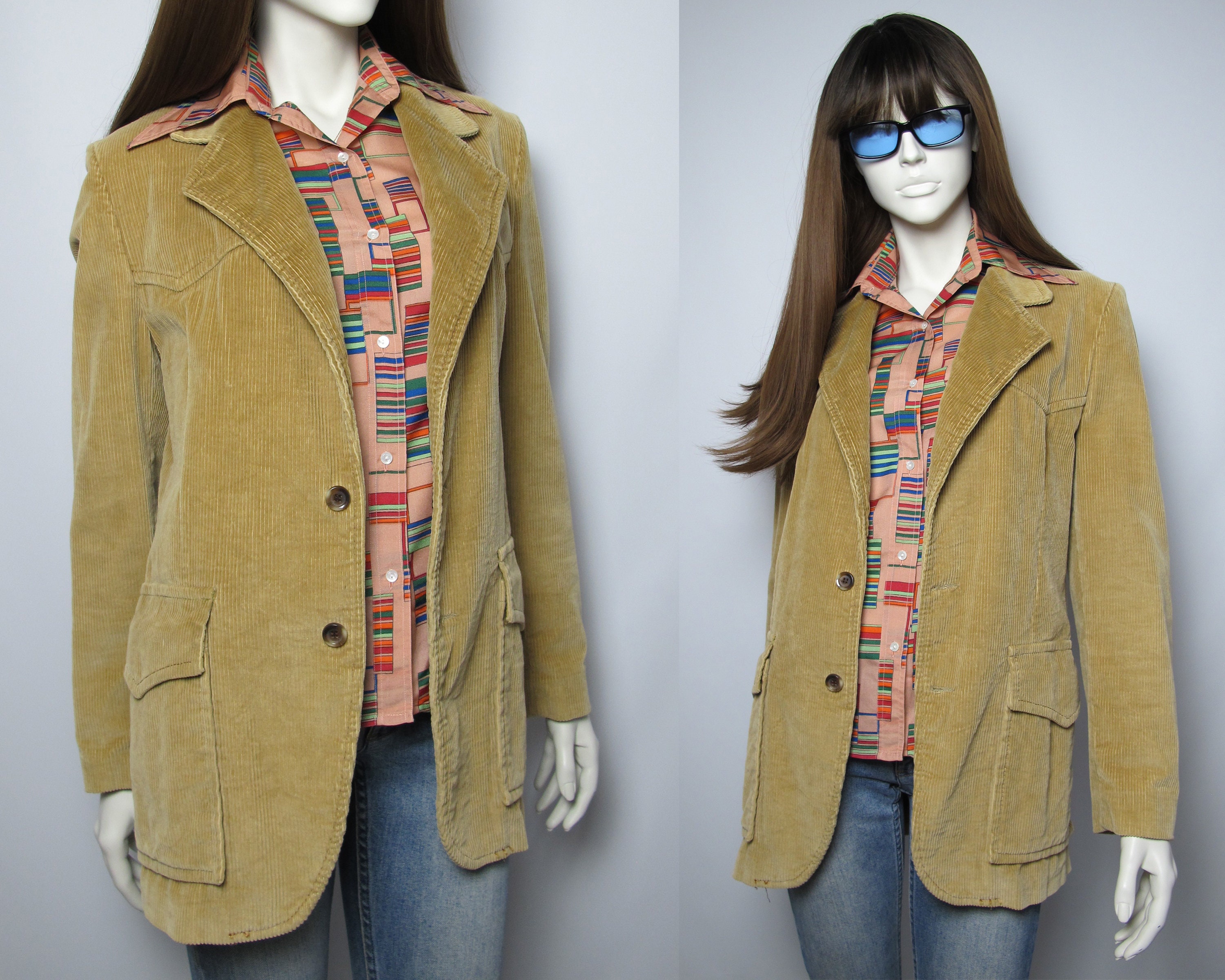 70s Beige Corduroy Jacket Unisex - Etsy 