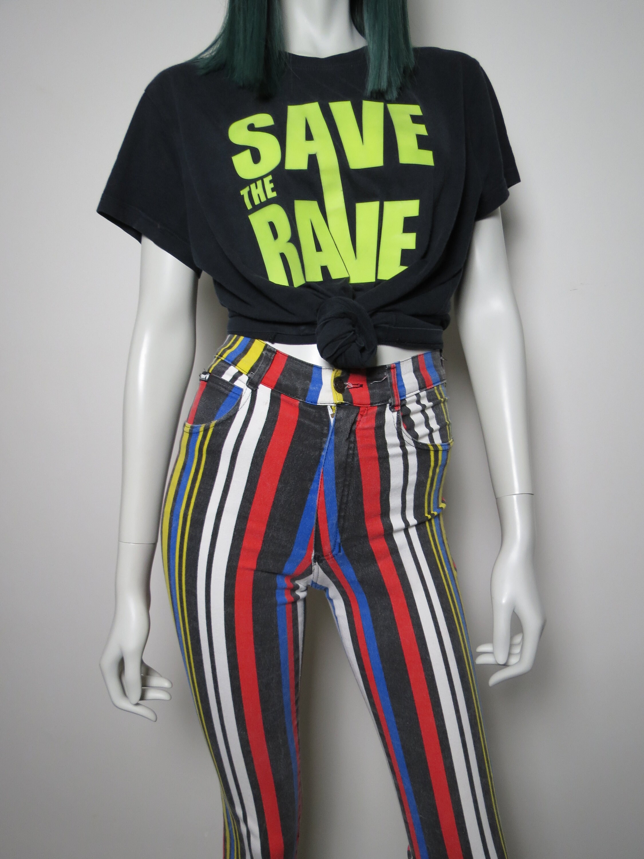 90s Striped Bell Bottoms Rave Pants - Etsy