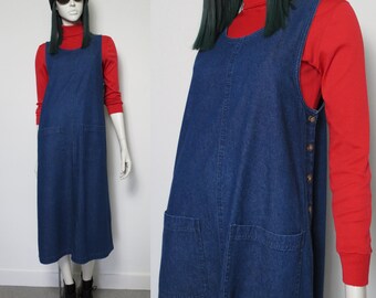 90s denim overall apron dress