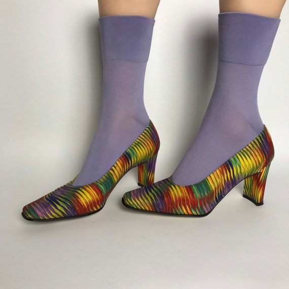 Rainbow pumps / square toe shoes / lgbt shoes