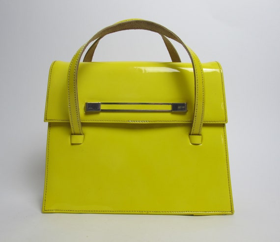 RARE / 60s yellow top handle bag / 60s yellow mini
