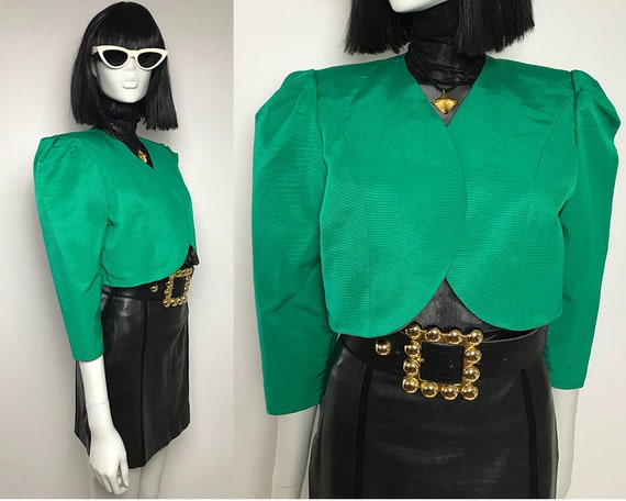 80s shoulder pad blazer / 80s cropped blazer / 80s