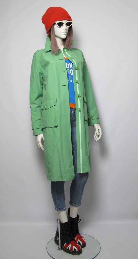 Y2K DKNY single breasted green trench - image 4