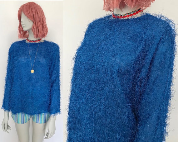 Fuzzy sweater for women 80s blue sweater women fluffy sweater Fuzzy sweater for women 80s blue sweater women fluffy sweater