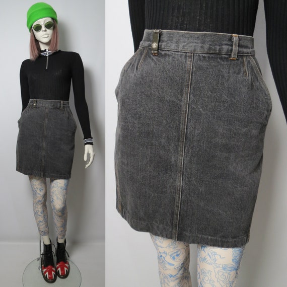 RARE 90s Kenzo Black Denim Skirt Etsy